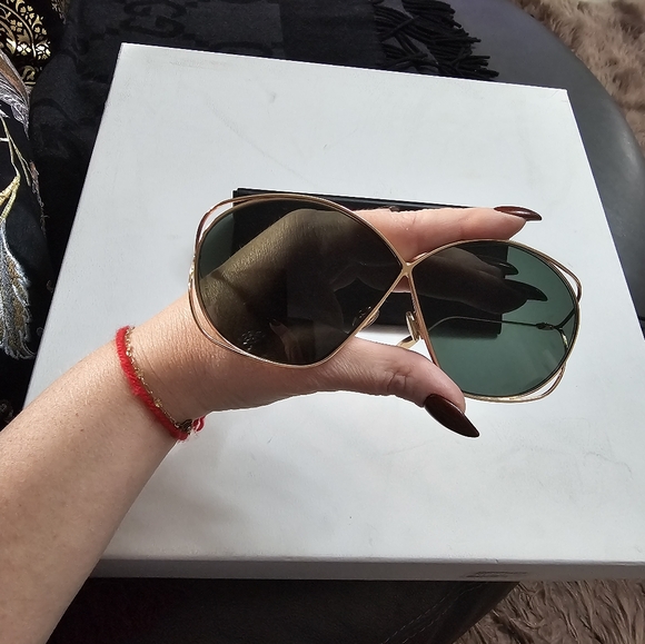 Christian Dior Sunglasses 100% Authentic Forest Green LENS With GOLD RIM - Picture 6 of 11